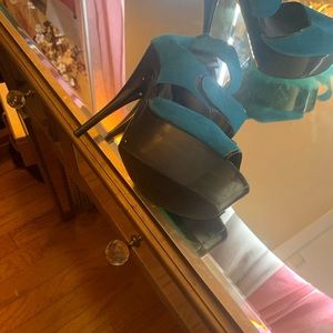 Topshop Teal Suede Sandals sz 40